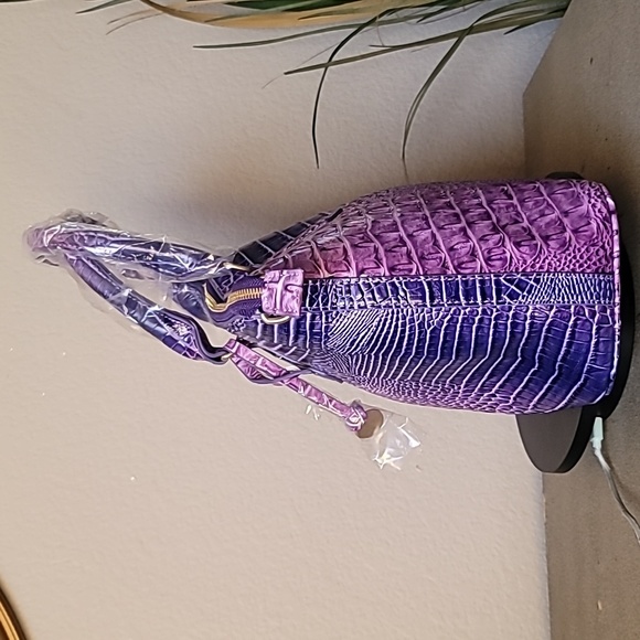 New! TRENDY Multi Purple Hombre Alligator Embossed Satctchel Handbag Purse. - Picture 4 of 9